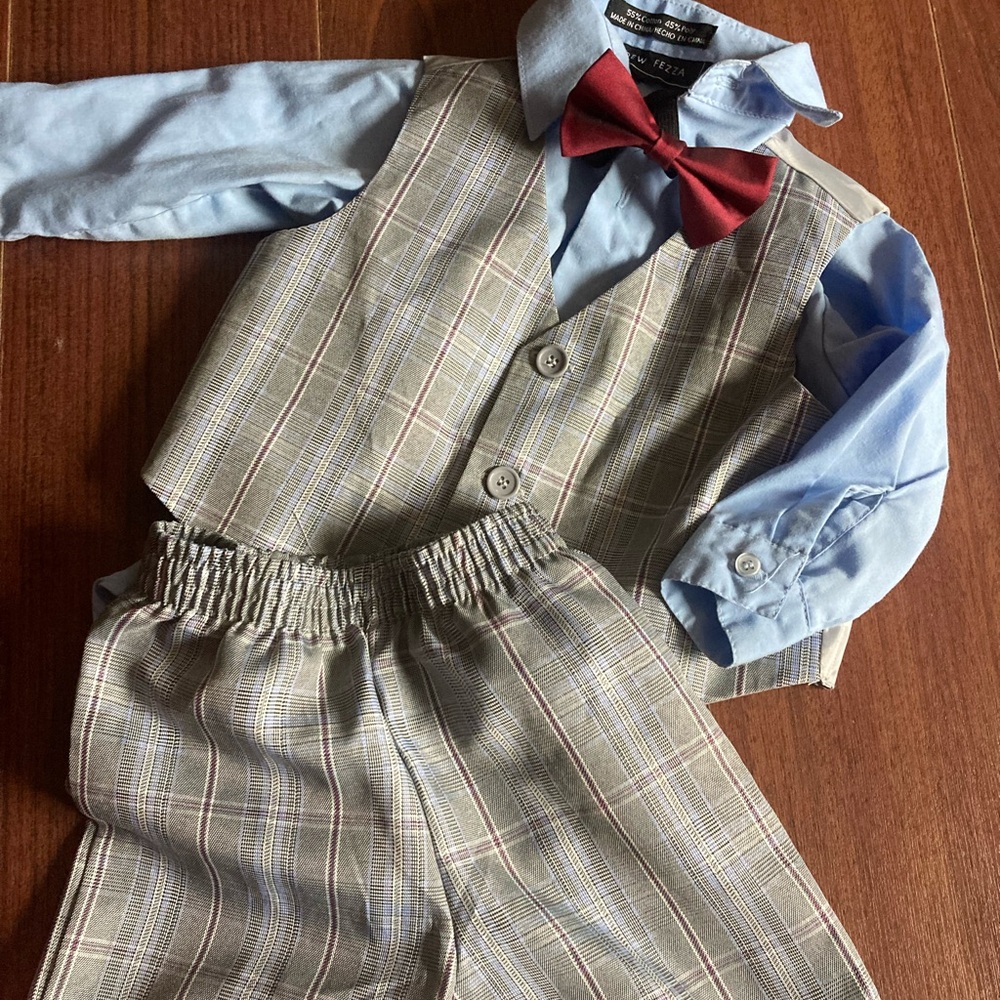 Andrew Fezza Gray Plaid Vest and Pants Set